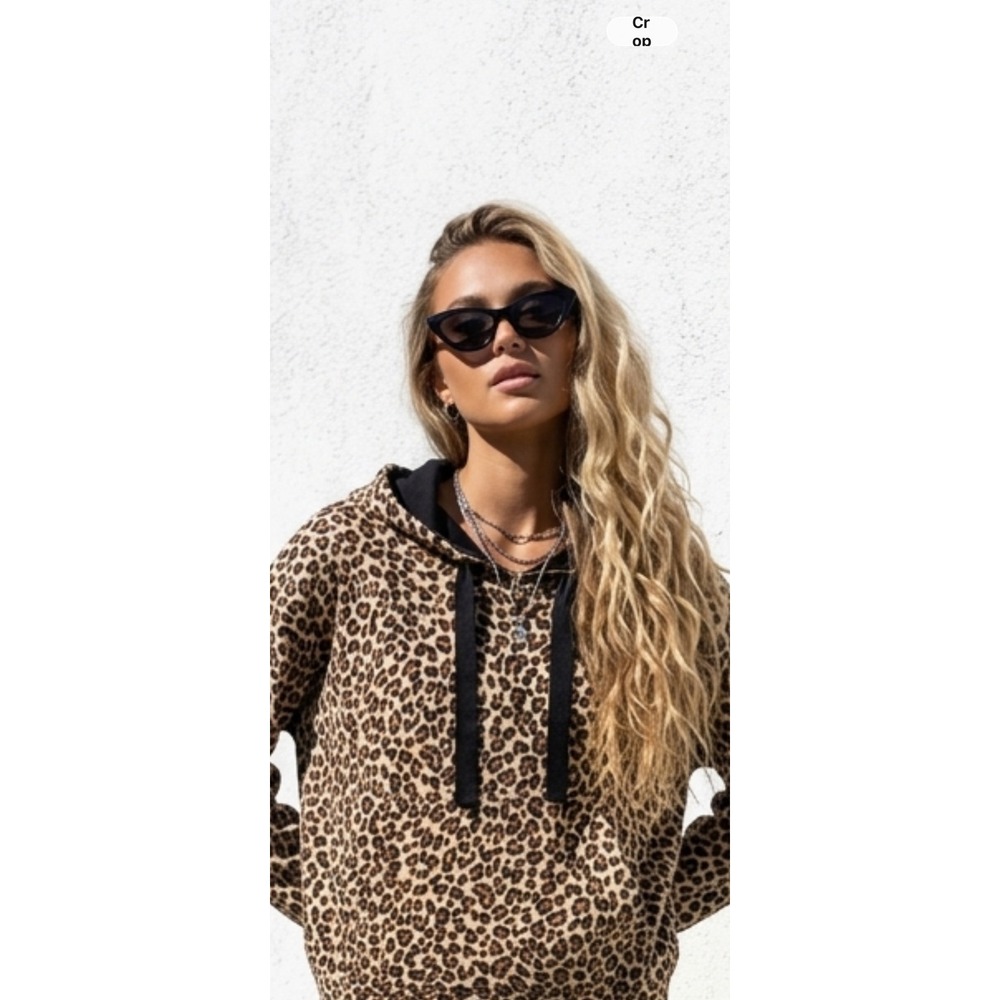 Velvet by Graham & Spencer Leopard Hoodie Womens  Brown  Fleece Medium